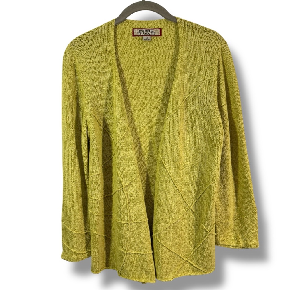 Beyond Threads Green Knit Open Front Sweater